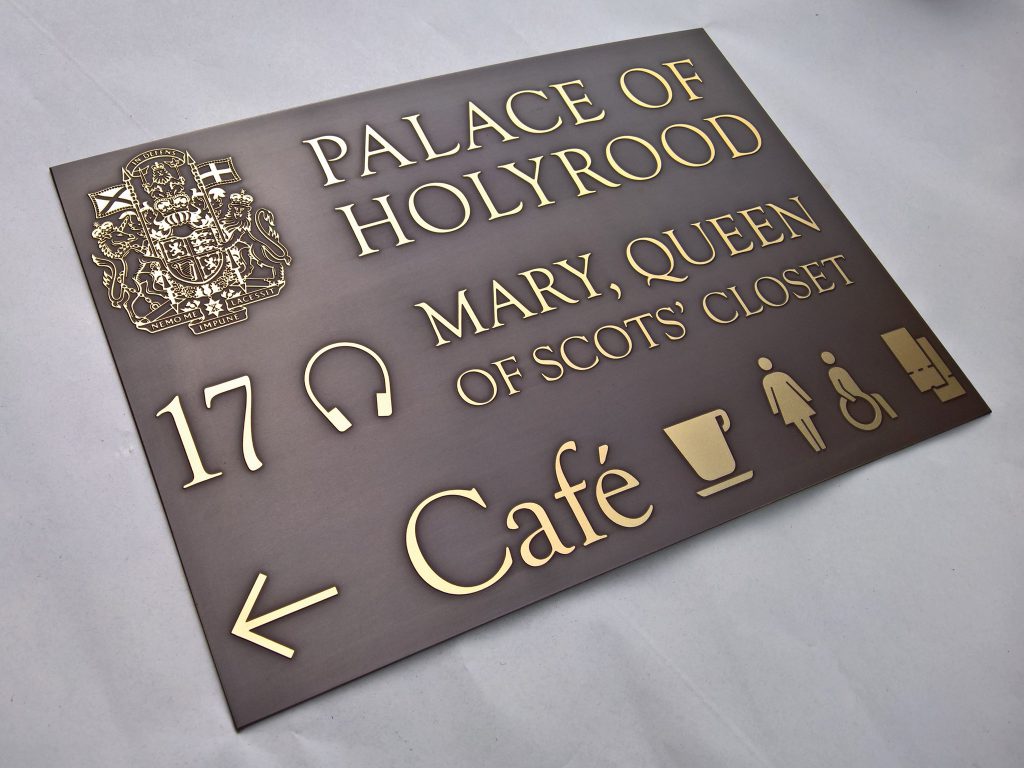 Holyrood Palace Sign produced by Elite Engraving Bristol Ltd.